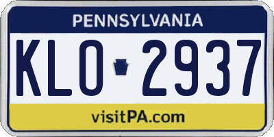 PA license plate KLO2937