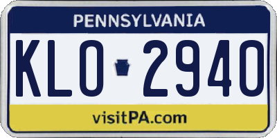 PA license plate KLO2940