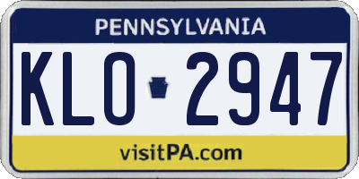 PA license plate KLO2947