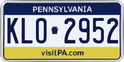 PA license plate KLO2952