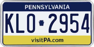 PA license plate KLO2954