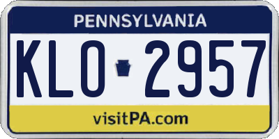 PA license plate KLO2957