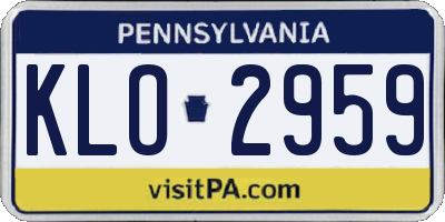 PA license plate KLO2959