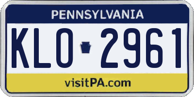 PA license plate KLO2961