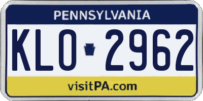 PA license plate KLO2962