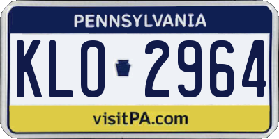 PA license plate KLO2964