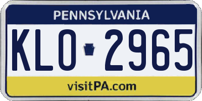 PA license plate KLO2965