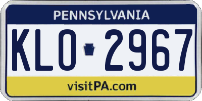 PA license plate KLO2967