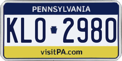 PA license plate KLO2980