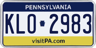 PA license plate KLO2983
