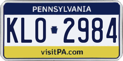PA license plate KLO2984