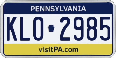PA license plate KLO2985