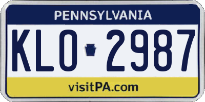 PA license plate KLO2987
