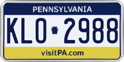 PA license plate KLO2988