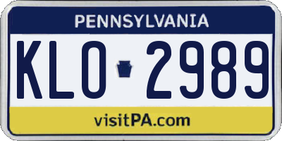 PA license plate KLO2989