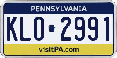 PA license plate KLO2991