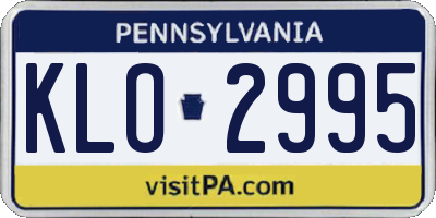 PA license plate KLO2995