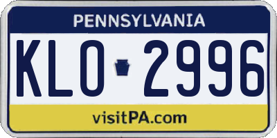 PA license plate KLO2996