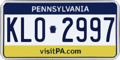 PA license plate KLO2997