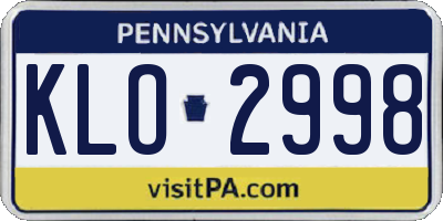 PA license plate KLO2998