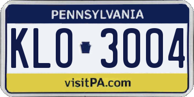 PA license plate KLO3004