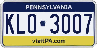 PA license plate KLO3007