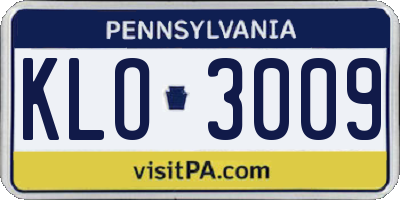 PA license plate KLO3009