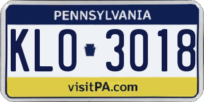 PA license plate KLO3018
