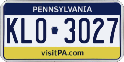 PA license plate KLO3027