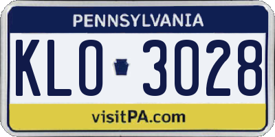 PA license plate KLO3028