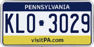 PA license plate KLO3029
