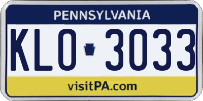 PA license plate KLO3033