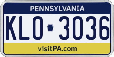 PA license plate KLO3036