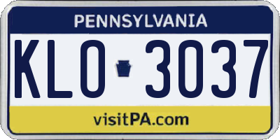 PA license plate KLO3037
