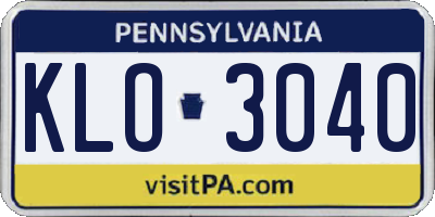 PA license plate KLO3040