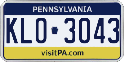 PA license plate KLO3043