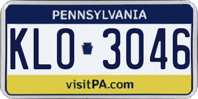 PA license plate KLO3046