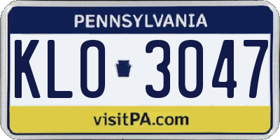 PA license plate KLO3047