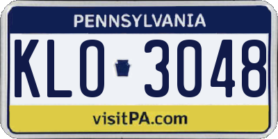 PA license plate KLO3048