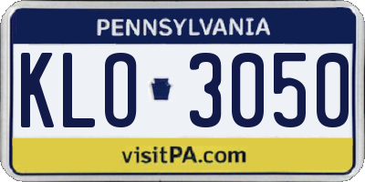 PA license plate KLO3050