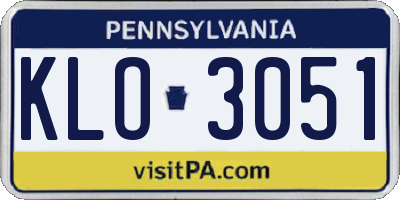 PA license plate KLO3051