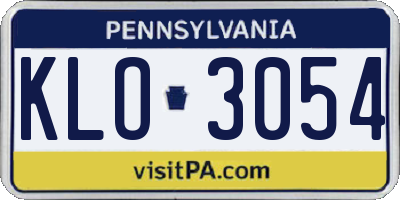 PA license plate KLO3054