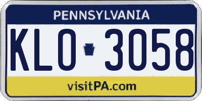 PA license plate KLO3058