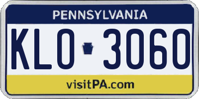 PA license plate KLO3060