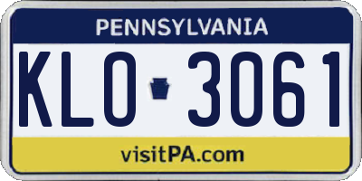 PA license plate KLO3061