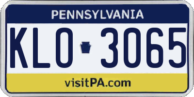 PA license plate KLO3065