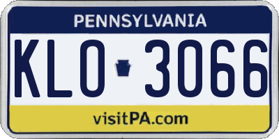 PA license plate KLO3066
