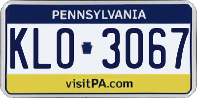 PA license plate KLO3067