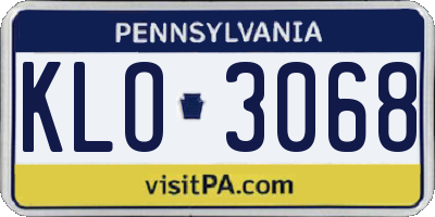 PA license plate KLO3068