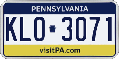 PA license plate KLO3071